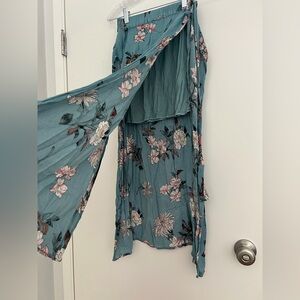 Bershka Teal Floral Wrap Maxi Skirt